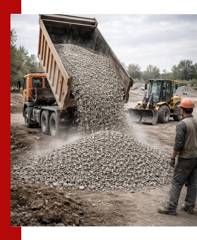 Доставка щебня в Апшеронске крупными и мелкими фракциями