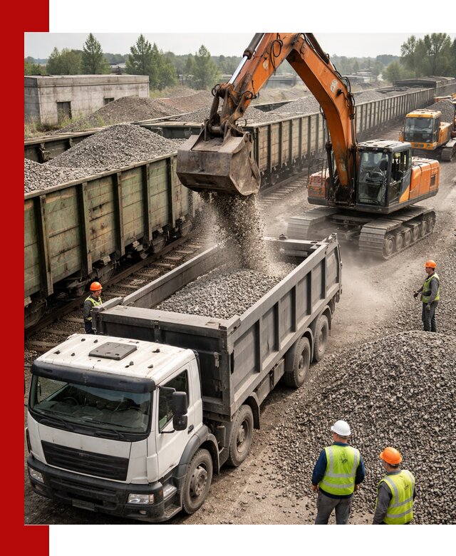 Железнодорожный щебень фракция 25–60 для поставок в Апшеронске