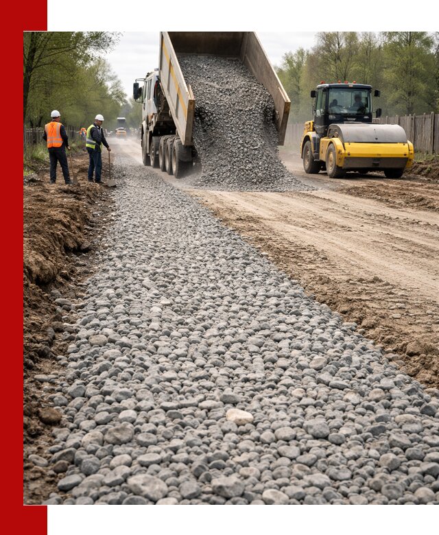 Доставка щебня для отсыпки дорог в Апшеронске высокого качества
