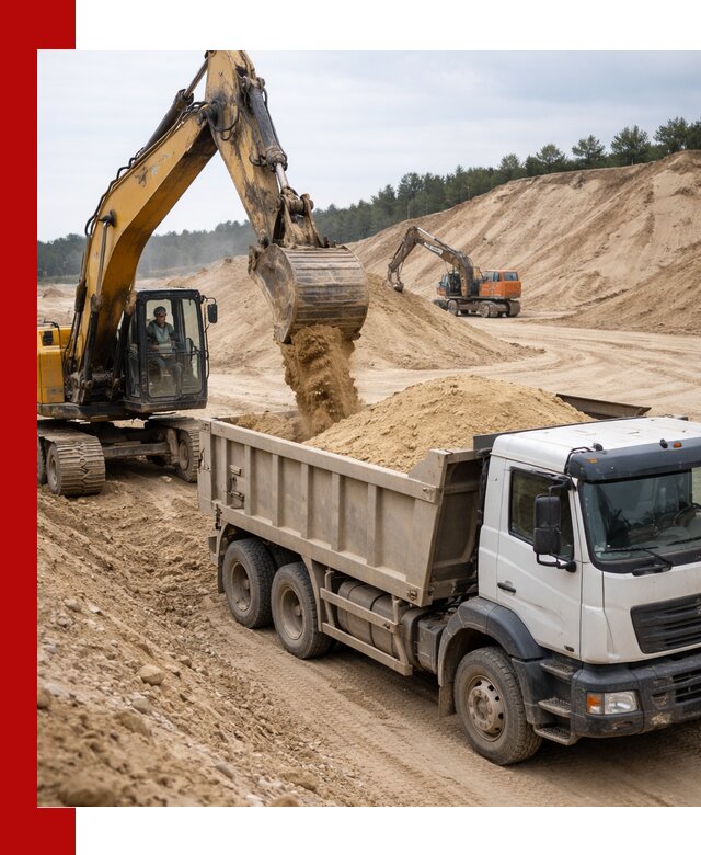 Доставка карьерного песка с самосвалами и разгрузкой в Апшеронске