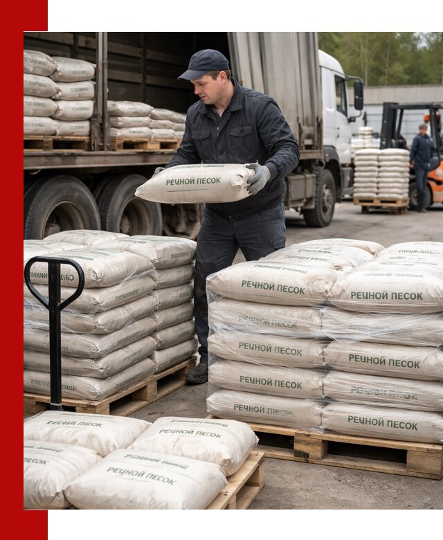 Речной песок в мешках с доставкой в Апшеронске