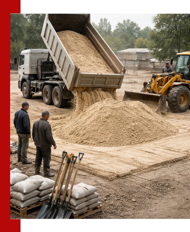 Доставка мытого песка в Апшеронске с самосвалами по выгодной цене
