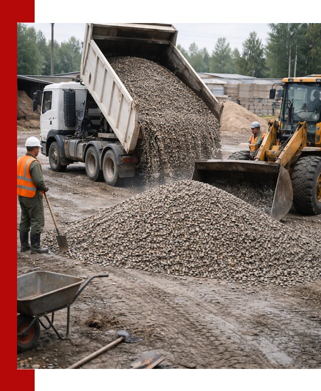 Мытый гравий с доставкой в Апшеронске от карьера до участка