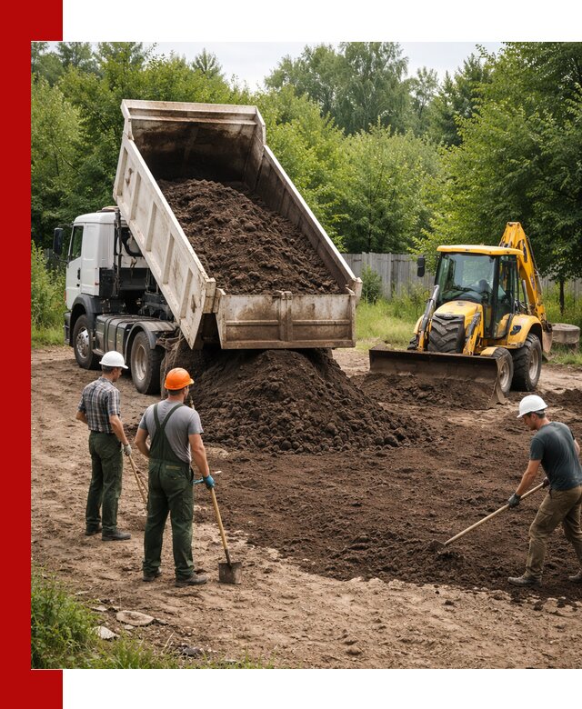 Доставка и укладка грунта для выравнивания участка в Апшеронске
