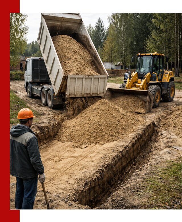 Доставка песчаного грунта в Апшеронске для строительных работ