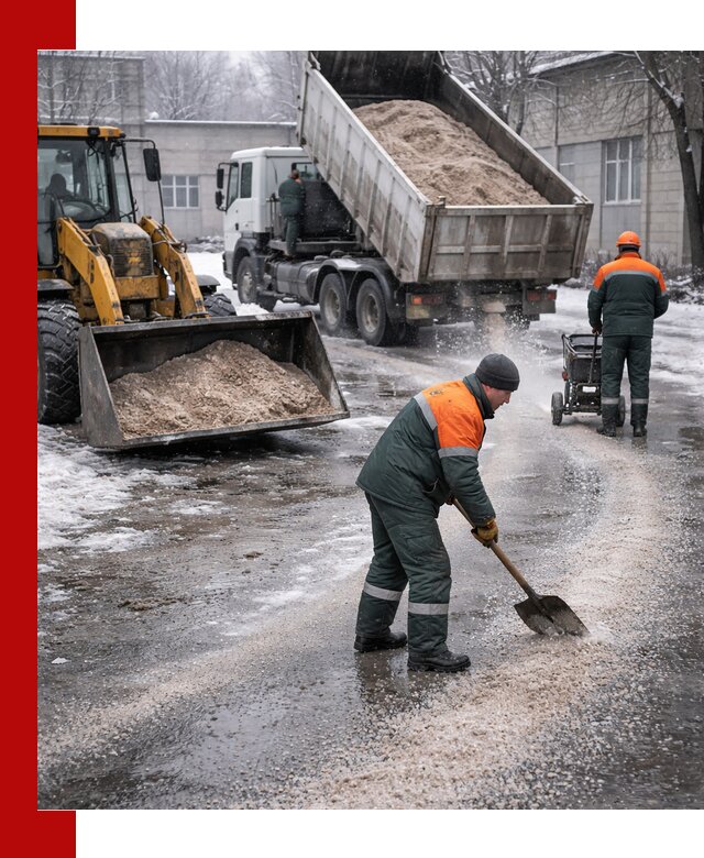 Реагент против гололеда с доставкой и нанесением в Апшеронске