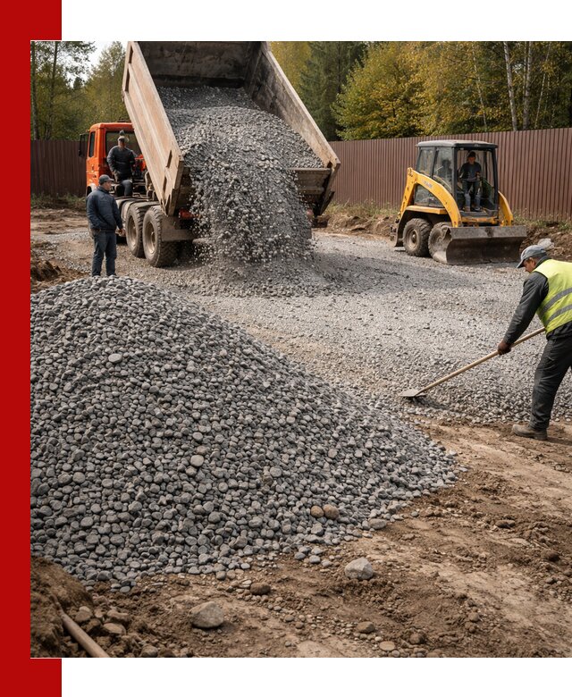 Отсыпка участка щебнем с доставкой и уплотнением в Апшеронске
