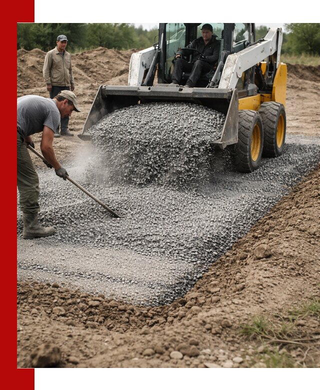 Устройство щебеночной подушки в Апшеронске для дорог и фундаментов